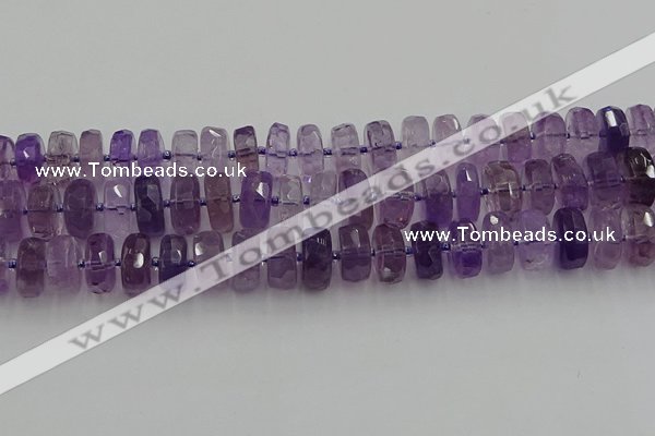 CRB568 15.5 inches 8*16mm faceted rondelle amethyst beads