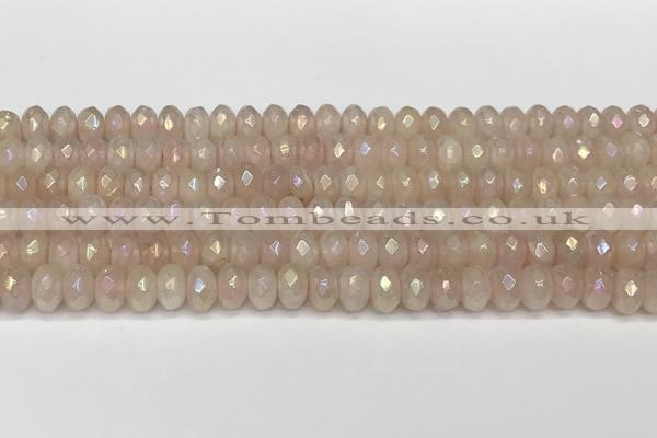 CRB5701 15 inches 5*8mm faceted rondelle AB-color rose quartz beads