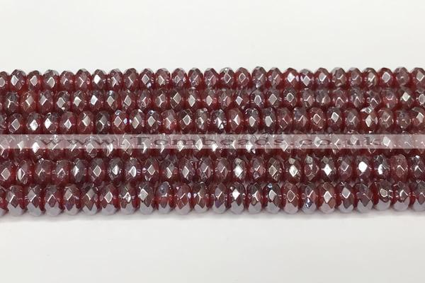 CRB5709 15 inches 5*8mm faceted rondelle AB-color red agate beads