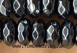 CRB5712 15 inches 5*8mm faceted rondelle AB-color black agate beads