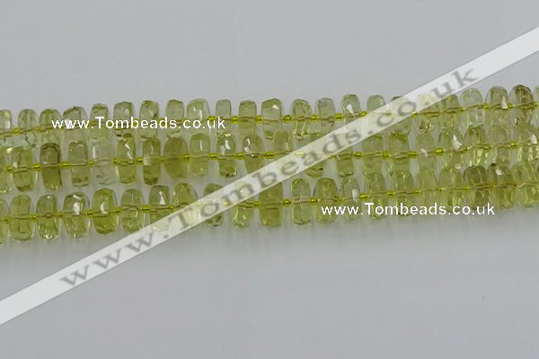 CRB573 15.5 inches 6*10mm faceted rondelle lemon quartz beads