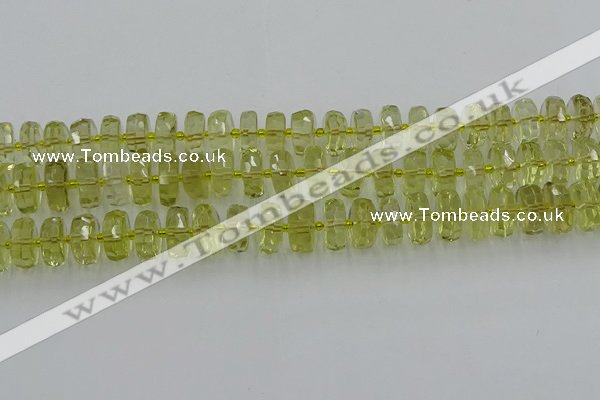 CRB574 15.5 inches 7*12mm faceted rondelle lemon quartz beads