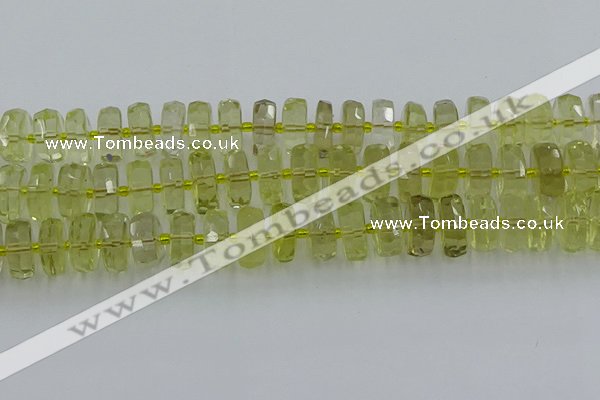 CRB577 15.5 inches 8*18mm faceted rondelle lemon quartz beads