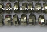 CRB597 15.5 inches 6*10mm faceted rondelle pyrite beads