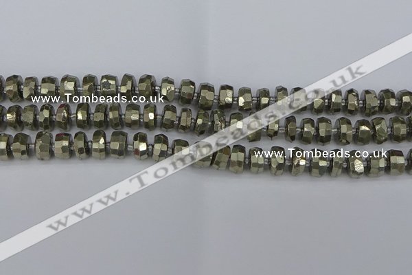 CRB597 15.5 inches 6*10mm faceted rondelle pyrite beads