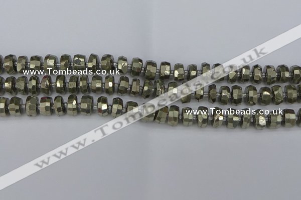 CRB597 15.5 inches 6*10mm faceted rondelle pyrite beads