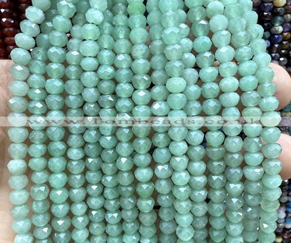 CRB6128 15 inches 4*6mm faceted rondelle green aventurine jade beads