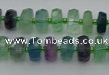 CRB614 15.5 inches 6*10mm faceted rondelle fluorite beads