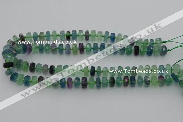 CRB614 15.5 inches 6*10mm faceted rondelle fluorite beads