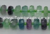 CRB615 15.5 inches 7*12mm faceted rondelle fluorite beads