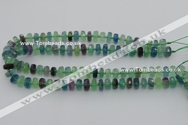 CRB615 15.5 inches 7*12mm faceted rondelle fluorite beads