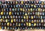CRB6153 15 inches 4*6mm faceted rondelle colorful tiger eye beads