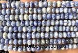 CRB6162 15 inches 4*6mm faceted rondelle blue spot stone beads