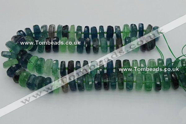 CRB618 15.5 inches 8*18mm faceted rondelle fluorite beads