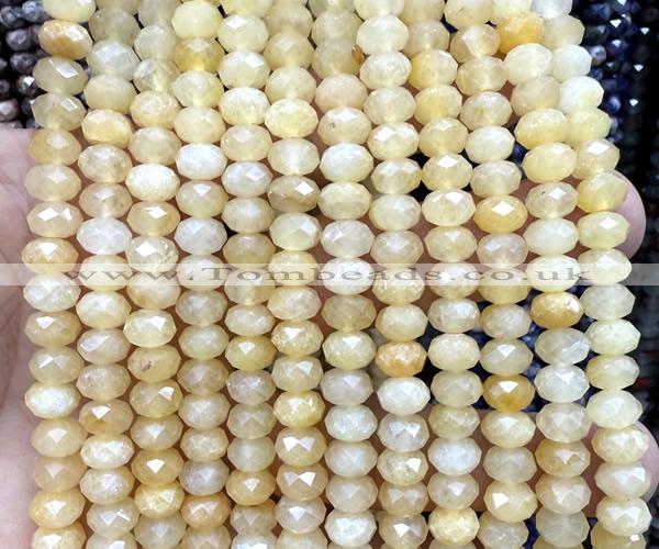 CRB6233 15 inches 5*8mm faceted rondelle yellow jade beads