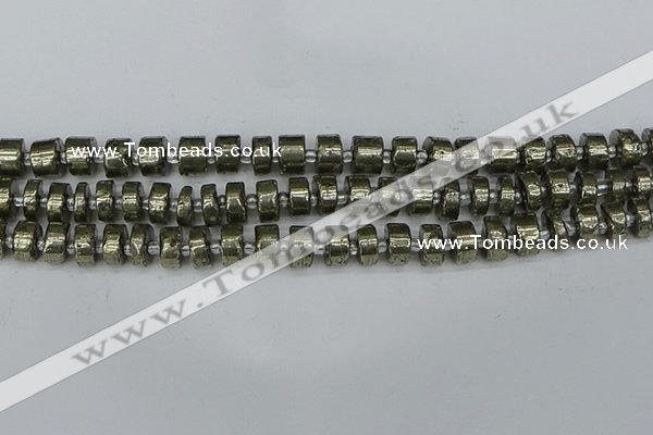 CRB625 15.5 inches 6*10mm tyre pyrite gemstone beads