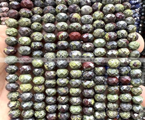 CRB6257 15 inches 5*8mm faceted rondelle dragon blood jasper beads