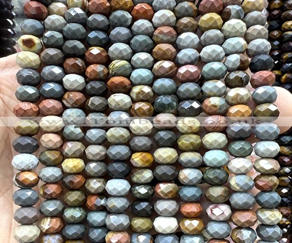 CRB6258 15 inches 5*8mm faceted rondelle American picture jasper beads