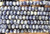 CRB6286 15 inches 5*8mm faceted rondelle blue spot stone beads