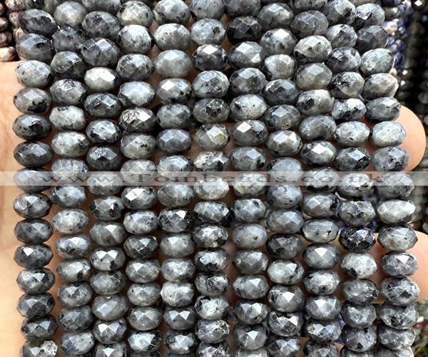 CRB6292 15 inches 5*8mm faceted rondelle black labradorite beads