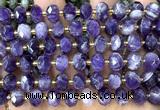 CRB6302 15 inches 6*10mm faceted rondelle dogtooth amethyst beads