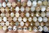 CRB6307 6*10mm faceted rondelle red rutilated quartz beads