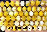 CRB6322 15 inches 6*10mm faceted rondelle yellow banded agate beads