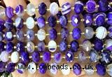 CRB6323 15 inches 6*10mm faceted rondelle purple banded agate beads
