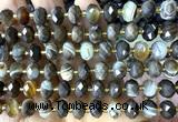 CRB6328 15 inches 6*10mm faceted rondelle coffee banded agate beads
