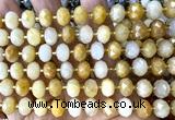 CRB6333 15 inches 6*10mm faceted rondelle yellow jade beads