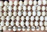CRB6340 15 inches 6*10mm faceted rondelle white fossil jasper beads