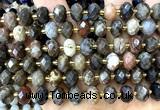 CRB6348 15 inches 6*10mm faceted rondelle wooden jasper beads