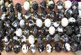 CRB6356 15 inches 6*10mm faceted rondelle black & white jasper beads