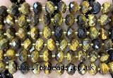 CRB6364 15 inches 6*10mm faceted rondelle yellow tiger eye beads