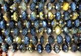 CRB6366 15 inches 6*10mm faceted rondelle blue tiger eye beads