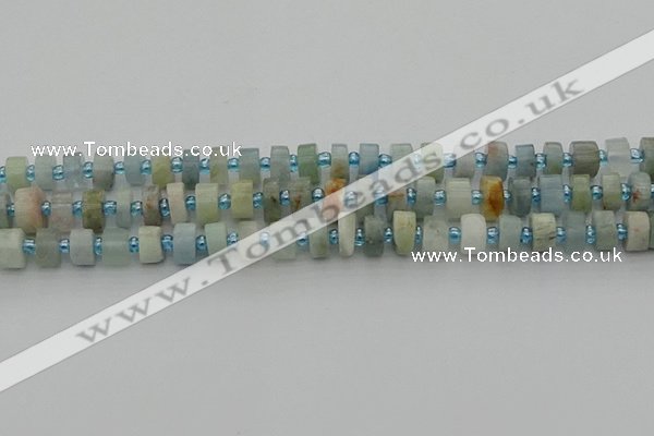 CRB645 15.5 inches 5*8mm tyre aquamarine gemstone beads