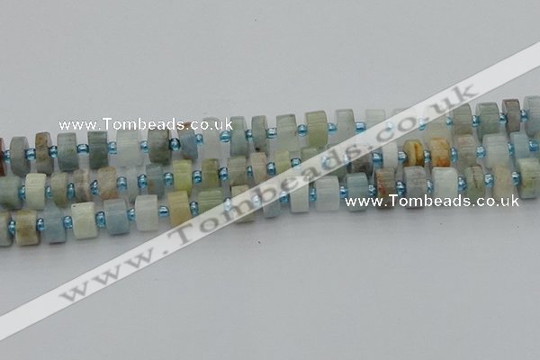 CRB646 15.5 inches 6*10mm tyre aquamarine gemstone beads