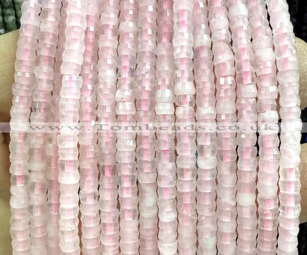 CRB6602 15 inches 2*4mm faceted heishi rose quartz beads
