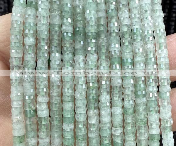 CRB6603 15 inches 2*4mm faceted heishi green strawberry quartz beads