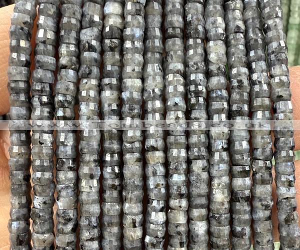 CRB6617 15 inches 2*4mm faceted heishi black labradorite beads