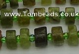 CRB664 15.5 inches 5*8mm tyre green garnet gemstone beads
