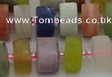 CRB682 15.5 inches 7*14mm tyre matte mixed gemstone beads