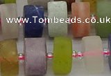 CRB683 15.5 inches 8*16mm tyre matte mixed gemstone beads