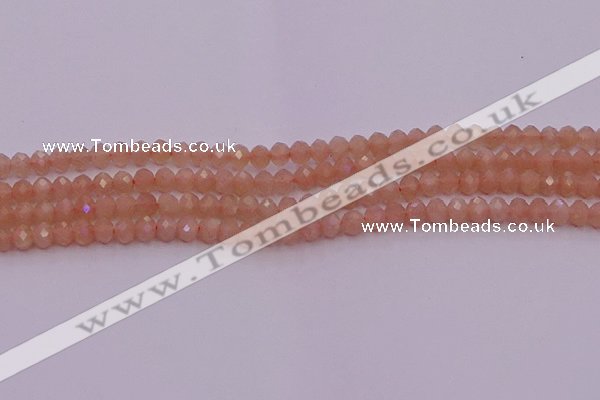 CRB714 15.5 inches 3*4mm faceted rondelle peach moonstone beads