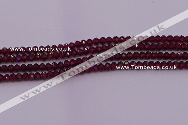 CRB718 15.5 inches 3*4mm faceted rondelle red garnet beads