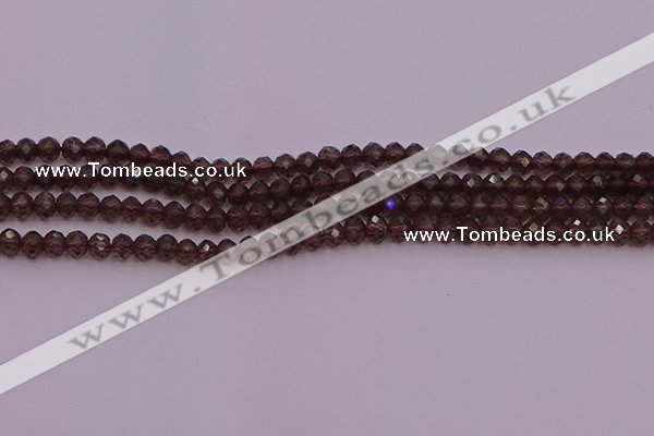 CRB720 15.5 inches 3*4mm faceted rondelle smoky quartz beads