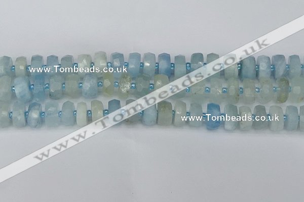 CRB803 15.5 inches 7*12mm faceted rondelle aquamarine beads