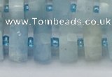 CRB804 15.5 inches 8*14mm faceted rondelle aquamarine beads