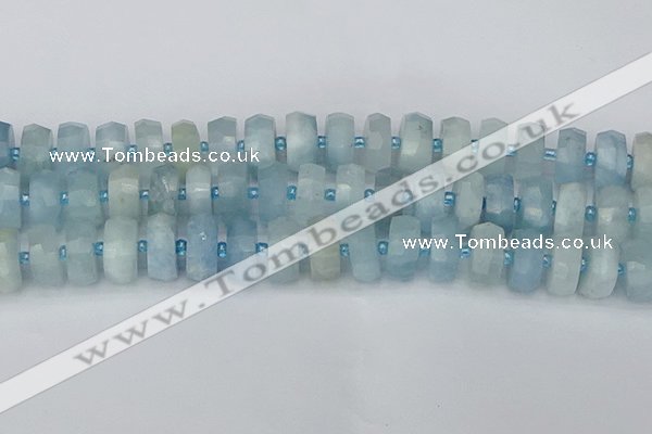 CRB805 15.5 inches 8*16mm faceted rondelle aquamarine beads