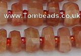 CRB818 15.5 inches 6*10mm faceted rondelle orange moonstone beads